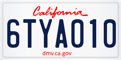 CA license plate 6TYA010