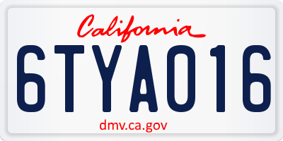 CA license plate 6TYA016