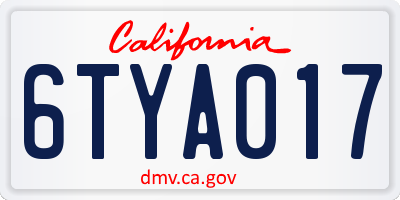 CA license plate 6TYA017