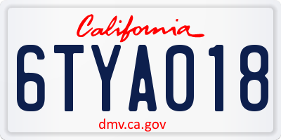 CA license plate 6TYA018