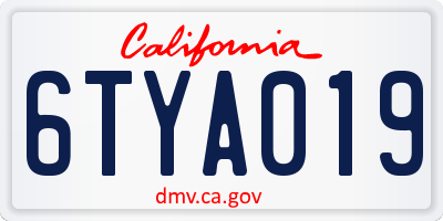 CA license plate 6TYA019