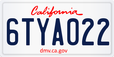 CA license plate 6TYA022