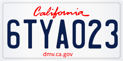 CA license plate 6TYA023