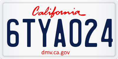 CA license plate 6TYA024
