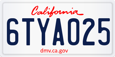CA license plate 6TYA025
