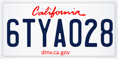CA license plate 6TYA028