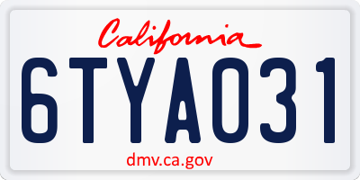 CA license plate 6TYA031