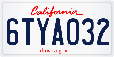 CA license plate 6TYA032