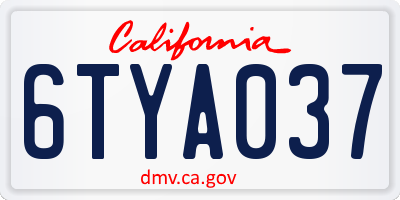 CA license plate 6TYA037