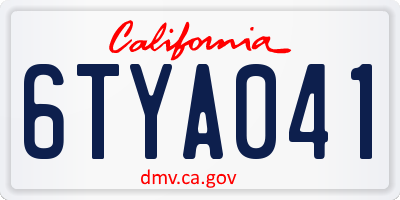 CA license plate 6TYA041