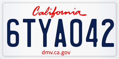 CA license plate 6TYA042
