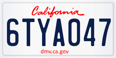 CA license plate 6TYA047