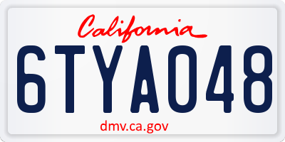 CA license plate 6TYA048