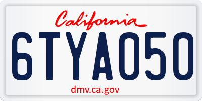 CA license plate 6TYA050