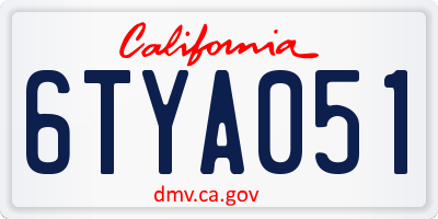 CA license plate 6TYA051