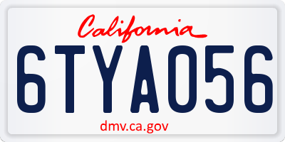 CA license plate 6TYA056