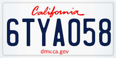 CA license plate 6TYA058