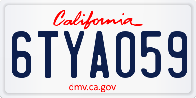 CA license plate 6TYA059