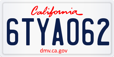 CA license plate 6TYA062