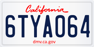 CA license plate 6TYA064