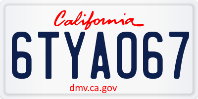 CA license plate 6TYA067