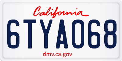 CA license plate 6TYA068