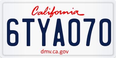 CA license plate 6TYA070