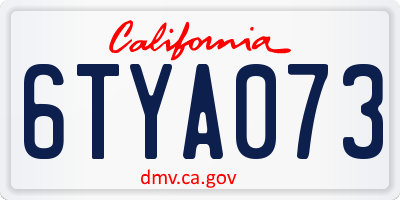 CA license plate 6TYA073