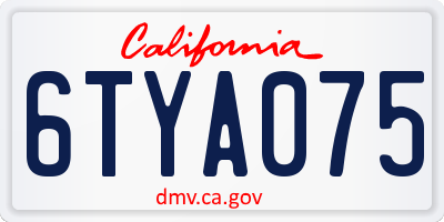 CA license plate 6TYA075