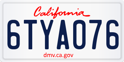 CA license plate 6TYA076