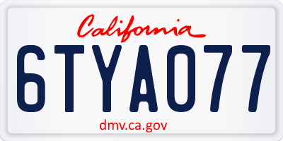 CA license plate 6TYA077