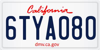 CA license plate 6TYA080