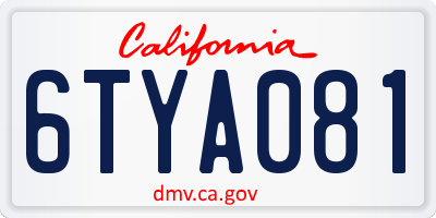 CA license plate 6TYA081