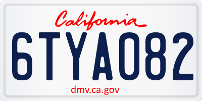 CA license plate 6TYA082