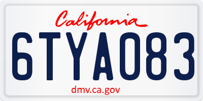 CA license plate 6TYA083