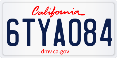 CA license plate 6TYA084