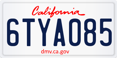 CA license plate 6TYA085