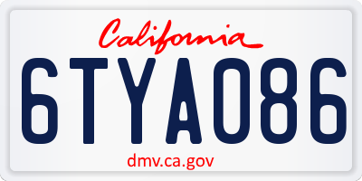 CA license plate 6TYA086
