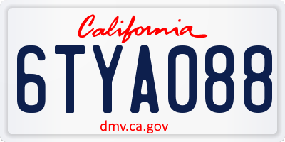 CA license plate 6TYA088