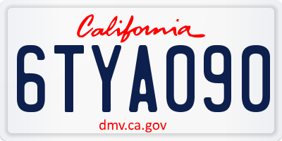 CA license plate 6TYA090