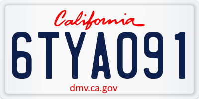 CA license plate 6TYA091