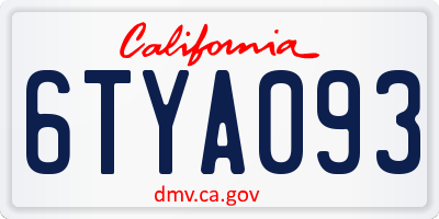 CA license plate 6TYA093