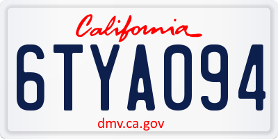 CA license plate 6TYA094