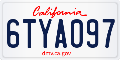 CA license plate 6TYA097