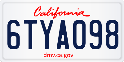 CA license plate 6TYA098