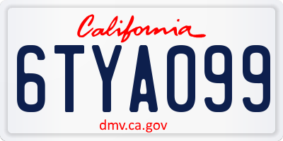 CA license plate 6TYA099
