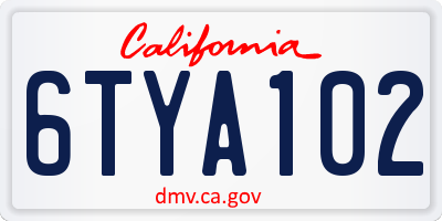 CA license plate 6TYA102