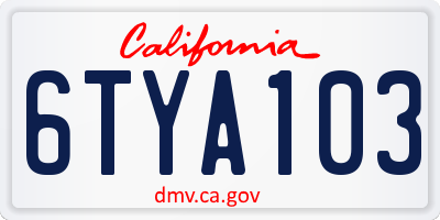 CA license plate 6TYA103