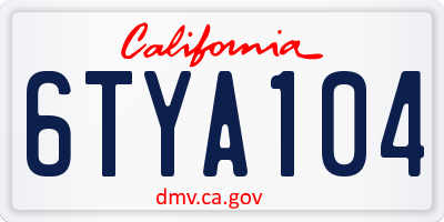 CA license plate 6TYA104