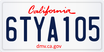 CA license plate 6TYA105